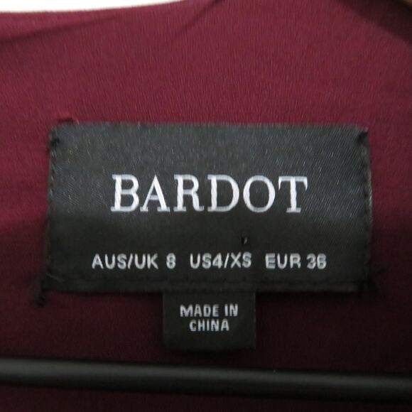 Bardot Womens Sz 4 Burgundy Luella Lace Trim Short Fit & Flare Mini Dress - Picture 7 of 8